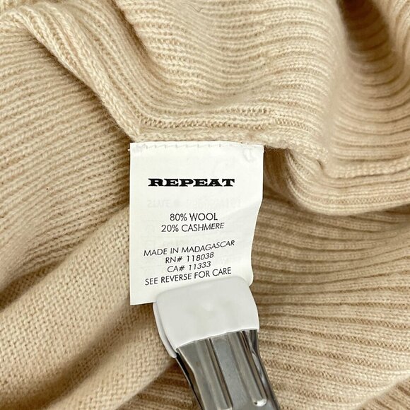 REPEAT V-Neck Oversized Cashmere Wool Sweater Pockets Cream Womens‎ 38/S - Picture 7 of 11